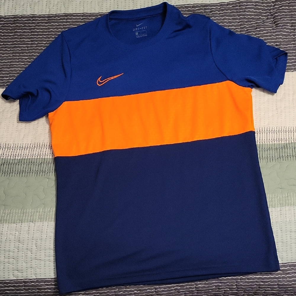 Nike Blue and Orange Men's Shirt